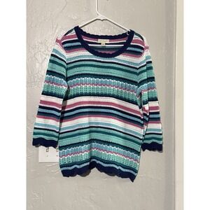 Appleseed's Women's Striped Pullover Cotton Sweater Size M Multicolor